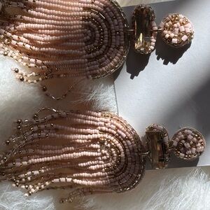 Elegant Pink and Gold Beaded Earrings